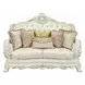 Adara Pearl White Living Room Set with Pillows and Nailhead Trim