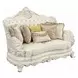 Adara Pearl White 70" Loveseat with Pillows and Nailhead Trim