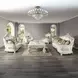 Adara Pearl White Upholstered Lounge Chair with Pillows and Nailhead Trim