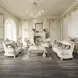 Adara Pearl White Upholstered Lounge Chair with Pillows and Nailhead Trim