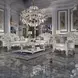 Vendome Champagne 96" Sofa with Pillows and Nailhead Trim