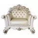 Vendome Champagne Upholstered Lounge Chair with Pillow and Nailhead Trim