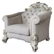 Vendome II Two Tone Ivory Upholstered Accent Chair with Pillows and Nailhead Trim