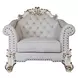 Vendome II Two Tone Ivory Upholstered Accent Chair with Pillows and Nailhead Trim