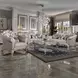 Vendome II Two Tone Ivory Upholstered Accent Chair with Pillows and Nailhead Trim