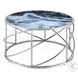 Lyda Blue Marble Print and Chrome Round Occassional Table Set