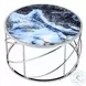 Lyda Blue Marble Print and Chrome Round Occassional Table Set