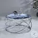Lyda Blue Marble Print and Chrome Round Occassional Table Set