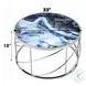 Lyda Blue Marble Print and Chrome Round Occassional Table Set