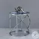 Lyda Blue Marble Print and Chrome Round End Table