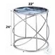 Lyda Blue Marble Print and Chrome Round End Table