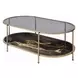 Fiorella Black and Gold Oval Glass Top Cocktail Table