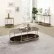 Fiorella Black and Gold Oval Glass Top Cocktail Table