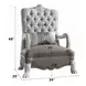 Dresden Gray Upholstered Tufted Back Accent Chair with Pillow and Nailhead Trim