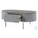 Yukino Gray High Gloss and Chrome Oval Occassional Table Set