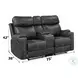 Hirah Dark Gray Polish Microfiber Reclining 75" Loveseat with Console and USB Charging