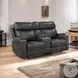 Hirah Dark Gray Polish Microfiber Reclining 75" Loveseat with Console and USB Charging