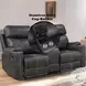 Hirah Dark Gray Polish Microfiber Reclining 75" Loveseat with Console and USB Charging
