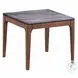Bevis Engineered Stone and Walnut Square End Table