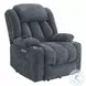 Omarion Blue Chenille Power Recliner with Lift, Heating and Massage
