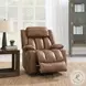Omarion Brown Polished Microfiber Power Recliner with Lift, Heating and Massage