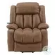Omarion Brown Polished Microfiber Power Recliner with Lift, Heating and Massage