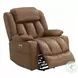 Omarion Brown Polished Microfiber Power Recliner with Lift, Heating and Massage