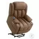 Omarion Brown Polished Microfiber Power Recliner with Lift, Heating and Massage
