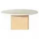 Qwin White and Oak Round Marble Top Cocktail Table