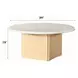Qwin White and Oak Round Marble Top Cocktail Table