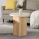 Qwin White and Oak Round Marble Top End Table