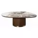 Willene Beige and Dark Oak Free Form Ceramic Top Occassional Table Set