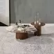 Willene Beige and Dark Oak Free Form Ceramic Top Occassional Table Set