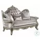 Libertee Beige Fabric and Champagne 70" Loveseat with 3 Pillows
