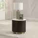 Clayten White and Espresso Round Marble Top End Table