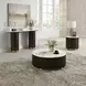 Clayten White and Espresso Oval Marble Top Sofa Table