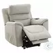 Marsha Light Gray Silicone Synthetic Leather Power Recliner with Lift and Massage