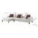 Mardi Maroon and Beige Tweed Sectional Sofa with 3 Pillows