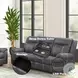 Zubaida Dark Gray Polish Microfiber Power Reclining 85" Sofa with Drop Down Table and USB Charging