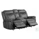 Zubaida Dark Gray Polish Microfiber Power Reclining 75" Loveseat with USB Charging