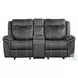 Zubaida Dark Gray Polish Microfiber Power Reclining Living Room Set with Drop Down Table and USB Charging