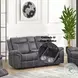 Zubaida Dark Gray Polish Microfiber Power Reclining 75" Loveseat with USB Charging