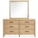 Somerset Butternut 6 Drawer Dresser with Rectangular Mirror