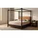 Devin Brown Leather Upholstered Canopy Bedroom Set