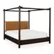 Devin Brown Leather Upholstered Canopy Bedroom Set