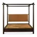 Devin Brown Leather King Upholstered Canopy Bed