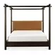 Devin Brown Leather King Upholstered Canopy Bed