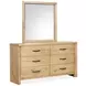 Laramie Honey Wheat 6 Drawer Dresser with Rectangular Mirror