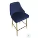 Marcel Blue Velvet Counter Height Stool Set Of 2