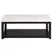 Evie White and Black Rectangular Marble Top Coffee Table with Casters